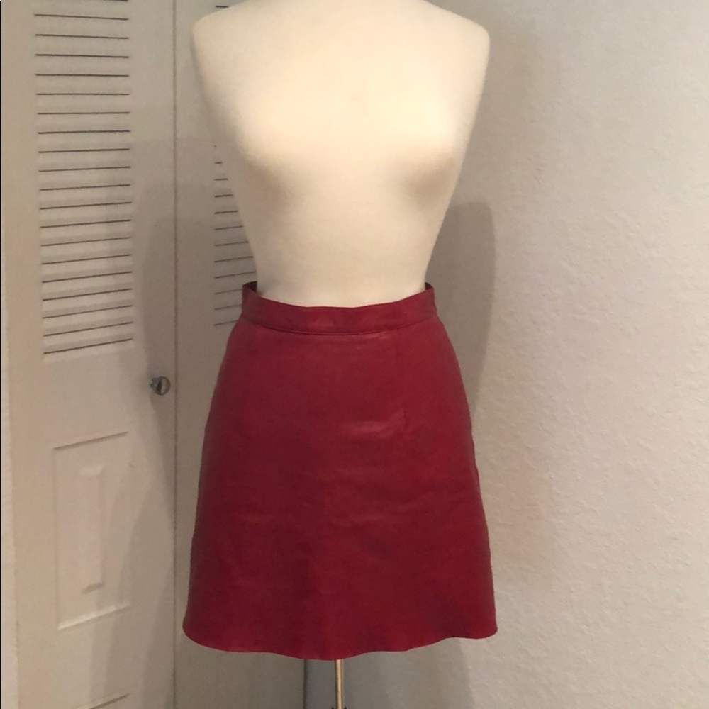 Red American Apparel leather skirt
